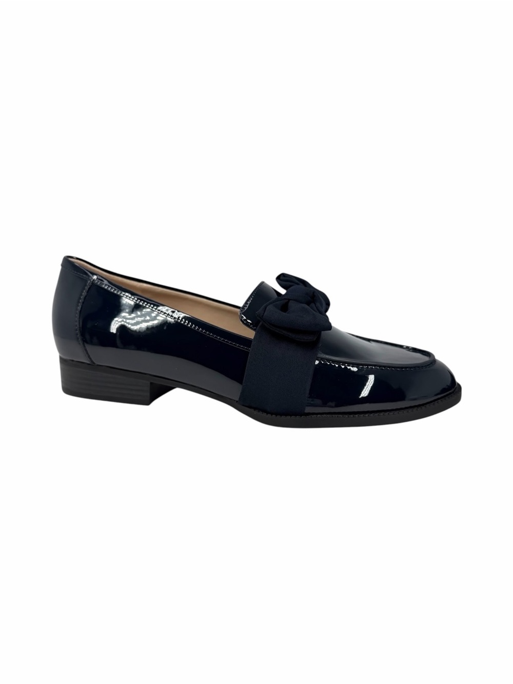 Bandolino Women's Lindio Bow Slip-On Tailored Loafers Navy Patent Size 10M